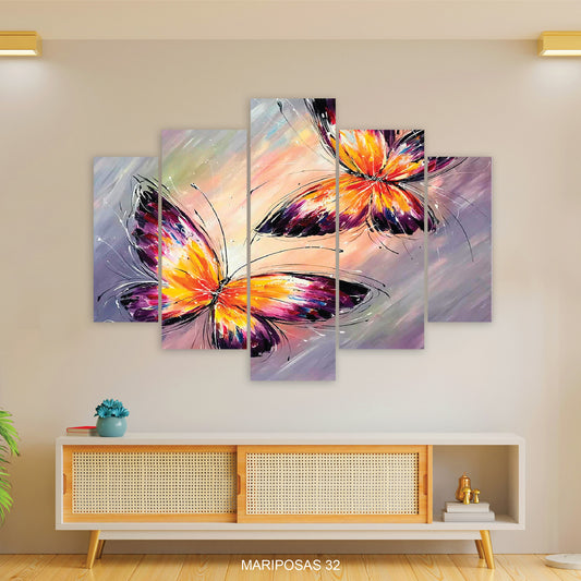 CUADRO DECORATIVO MARIPOSAS 5 PIEZAS